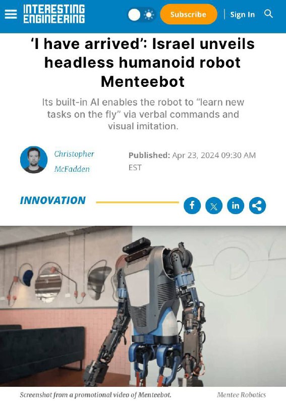 ❗️🇮🇱 Izraelská Mentee Robotics představila svého domácího robota Menteebot s umělou ...