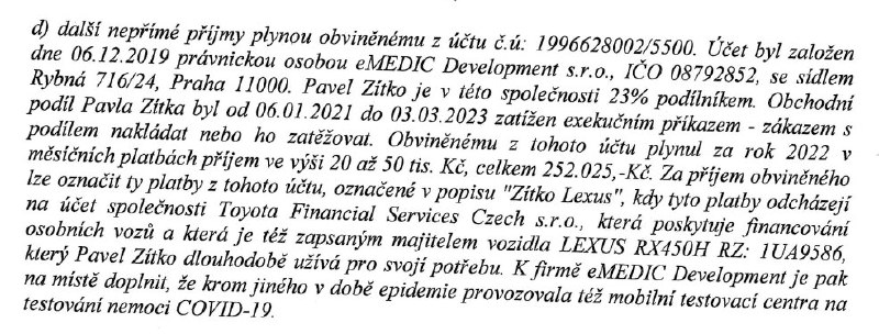 Pavel Zítko je  23% podílníkem v eMEDIC Development s.r.o. IČO: 08792852. Za rok 2022 Zítkovi z...
